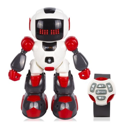 Mini Robot por control remoto. Mando a distancia infrarrojo pulsera. Funciones programables. Modos automáticos: baila, cuenta historias, música. DMAG0013C50