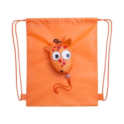 Kissa foldable drawstring backpack for boys, in 190T polyester. Small folded in the shape of a giraffe. DMAH0015C17