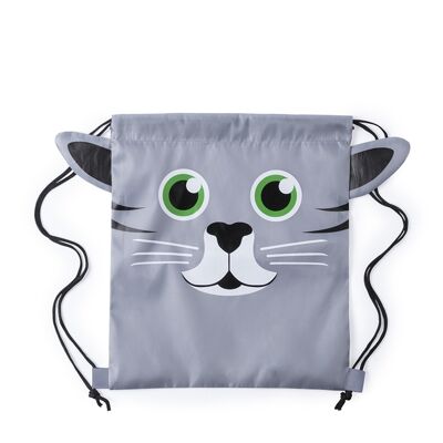 Sac à dos pliable Llorel avec cordon de serrage pour garçon, en polyester souple 210T. Conception de chat. DMAH0019C04