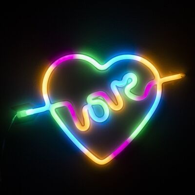 Pendentif néon multicolore avec design Love Heart. DMAN0111C91V10