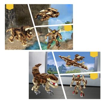 Pack de 4 dinosaures. Chaque dinosaure convertible en 3 formes (dinosaure + robot + véhicule) 979 pièces. DMAK0232C91 3