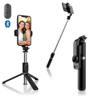 Selfie stick with extendable tripod and Bluetooth remote shutter release. DMAN0035C00