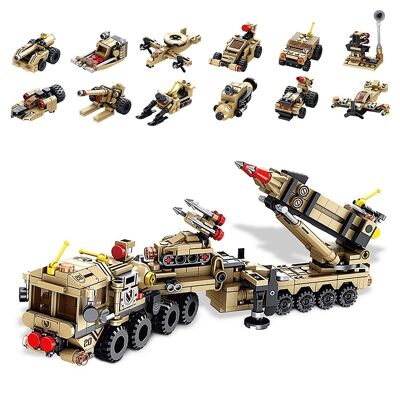 Patriot Aero Defense 12-in-1 Field Missile Launch Vehicle with 555 parts. Build 12 individual models with 2 shapes each. DMAK0286C91