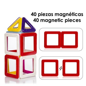 Pièces de construction magnétiques pour enfants, avec roues mobiles pour créer des véhicules. 40 pièces. DMAG0146C91 5