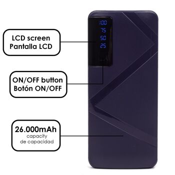 Powerbank R8 26 000 mAh avec indicateur de pourcentage de charge, triple sortie USB 1A. DMAD0059C32 2