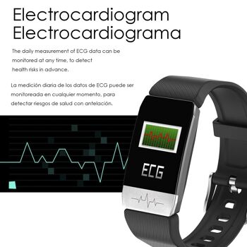 Bracelet intelligent F112 avec mesure de la température corporelle, électrocardiogramme, tension artérielle et O2 dans le sang DMAC0050C50 3