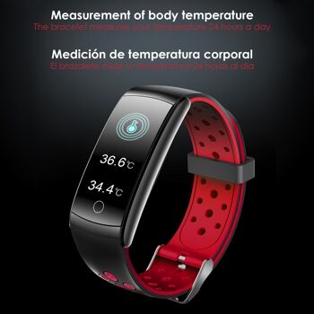 Bracelet intelligent Q8T avec température corporelle, multisports, moniteur de fréquence cardiaque et tension artérielle DMAD0182C50 2