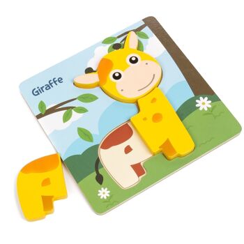 Puzzle en bois pour enfants, 3 pièces. Conception de girafe. DMAH0073C15 2