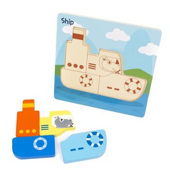 Puzzle en bois pour enfants, 4 pièces. Conception de bateaux. DMAH0073C30 3