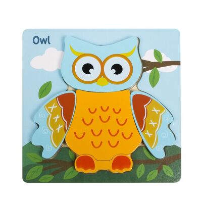 Wooden puzzle for children, 5 pieces. owl design DMAH0073C3117
