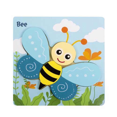 Puzle de madera para niños, de 6 piezas. Diseño abeja. DMAH0073C0015