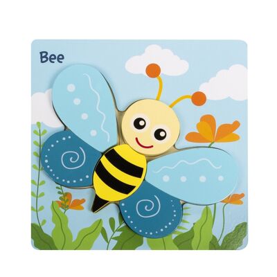 Wooden puzzle for children, 6 pieces. Bee design. DMAH0073C0015