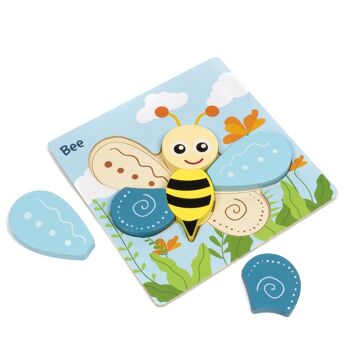 Puzzle en bois pour enfants, 6 pièces. Conception d'abeille. DMAH0073C0015 2