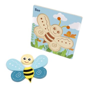 Puzzle en bois pour enfants, 6 pièces. Conception d'abeille. DMAH0073C0015 3