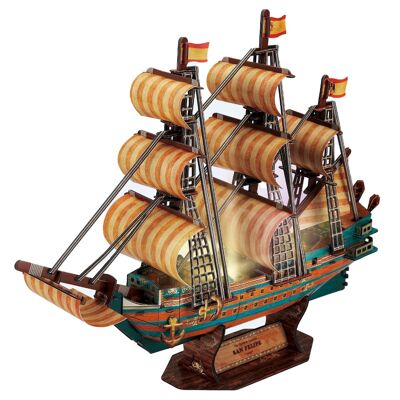 Puzzle 3D buque Armada Española SAN FELIPE con luces LED. 46*14*36,4 cms y 146 piezas. DMAL0139C91V1