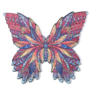 Puzzle en bois 3D en forme de silhouette DIY. Avec des pièces individuelles avec des designs différents. En bois polychrome. Format A5.MOTIF PAPILLON. DMAL0031C91V2 1