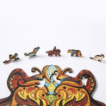 Puzzle en bois 3D en forme de silhouette DIY. Avec des pièces individuelles avec des designs différents. En bois polychrome. Format A5.MOTIF TIGRE. DMAL0031C91V7 3