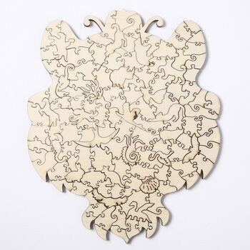 Puzzle en bois 3D en forme de silhouette DIY. Avec des pièces individuelles avec des designs différents. En bois polychrome. Format A5.MOTIF TIGRE. DMAL0031C91V7 4