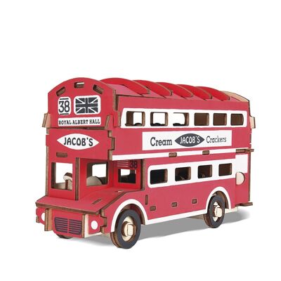 Puzzle 3D in legno Autobus britannico a due piani 94 pezzi. 19,2x6,7x10,9 cm. DMAL0165C50