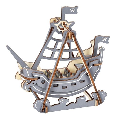 Puzzle 3D madera barco pirata 27 piezas. 14,5x8x13,6 cm. DMAL0169C91