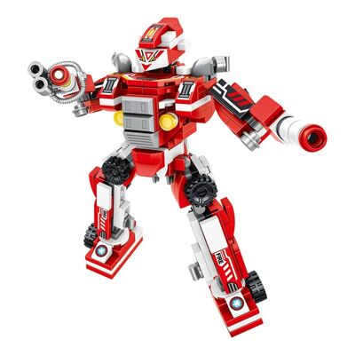 Fire robot 6 in 1, with 271 pieces. Build 6 individual rescue vehicles (with 2 shapes each), snap together and convert into a robot. DMAK0226C50