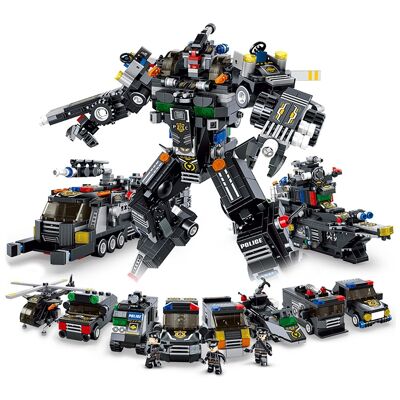 Robot de policía, 832 piezas. Construye 8 modelos individuales con 2 formas cada uno ó 2 vehículos medianos. DMAK0312C04