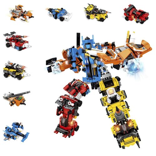 Robot mech 8 en 1 para construir, 741 piezas. Construye 8 modelos individuales con 3 formas cada uno. DMAK0282C91