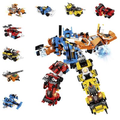 Robot mech 8 in 1 da costruire, 741 pezzi. Costruisci 8 modelli individuali con 3 forme ciascuno. DMAK0282C91