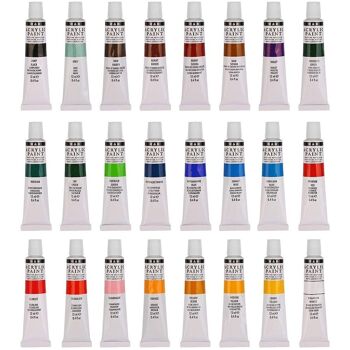Set de peinture acrylique pour toiles 24 couleurs en tube avec boite de rangement. Pigments riches, ne se décolorent pas. Non toxique. DMAL0020C91Q24 2