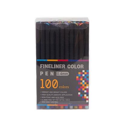 Set mit 100 professionellen COLOR FINELINER Markern, feine Spitze 0,4 mm. Definierte und leuchtende Farben für Umrisse, Illustrationen, Mandalas... DMAL0047C91Q100
