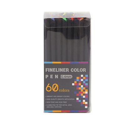 Set 60 Rotuladores  COLOR FINELINER  profesional punta fina 0,4 mms. Colores definidos y brillantes para delinear, ilustraciones, mandala… DMAL0047C91Q60