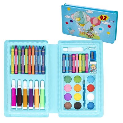 Grundset zum Malen und Zeichnen 42 Teile Wasserfarben, Buntstifte, Marker, Pastelle und Zubehör. DMAL0089C31