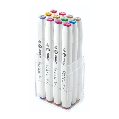 Set of 12 markers in assorted colors. Double tip: fine and broad in the same marker. DMAH0049C91Q12