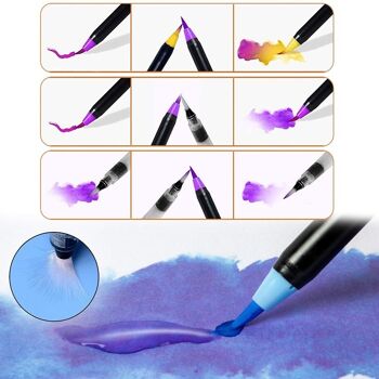 Ensemble de 12 + 1 stylos pinceaux aquarelle avec pinceau mélangeur d'eau. Pinceaux en nylon flexibles de qualité supérieure pour Manga, dessins et calligraphie. DMAL0016C91Q12 2