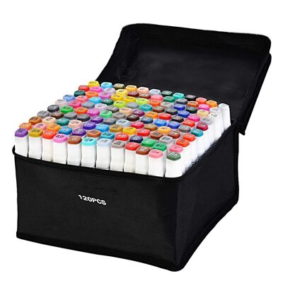 Set of 120 markers in assorted colors. Double tip: fine and broad in the same marker. DMAH0049C91Q120