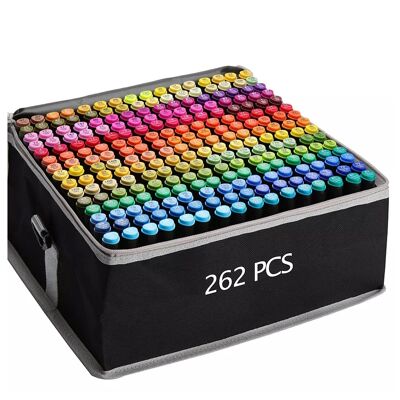 Set of 262 markers in assorted colors. Double tip: fine and broad in the same marker. DMAH0049C91Q262