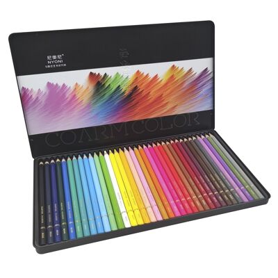 Ensemble de 36 crayons de couleur. Fabriqué en bois, forme ronde professionnelle. DMAH0038C00Q36