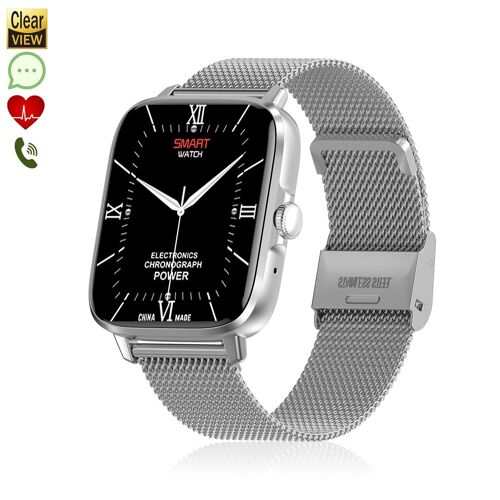 Smartwatch DT102 con pulsera de acero. Pantalla de alta resolución. Monitor cardiaco, ECG, modo multideporte. Notificaciones de APPs. DMAN0229C94CM