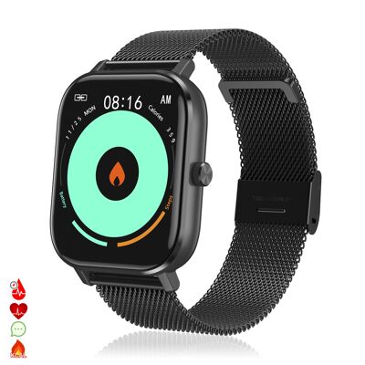 Smartwatch DT35+ con pulsera de acero, termómetro, monitor de tensión y oxígeno en sangre. Notificaciones en pantalla iOS y Android. DMAF0071C00