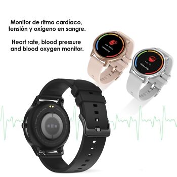 Montre connectée DT56 avec bracelet en acier. Tensiomètre et moniteur d'oxygène. Divers modes sportifs. Notifications pour iOS et Android. DMAH0157C94CM 2