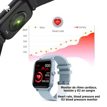 Smartwatch H10 avec moniteur de fréquence cardiaque, de pression artérielle et d'O2. 8 modes sportifs. DMAH0069C34 2