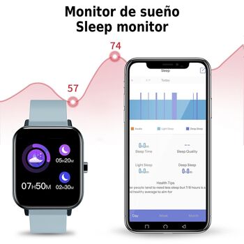 Smartwatch H10 avec moniteur de fréquence cardiaque, de pression artérielle et d'O2. 8 modes sportifs. DMAH0069C34 5