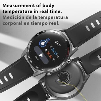Smartwatch T23 avec température corporelle, pression artérielle, oxygène sanguin et mode multisport. DMAD0191C0400 4