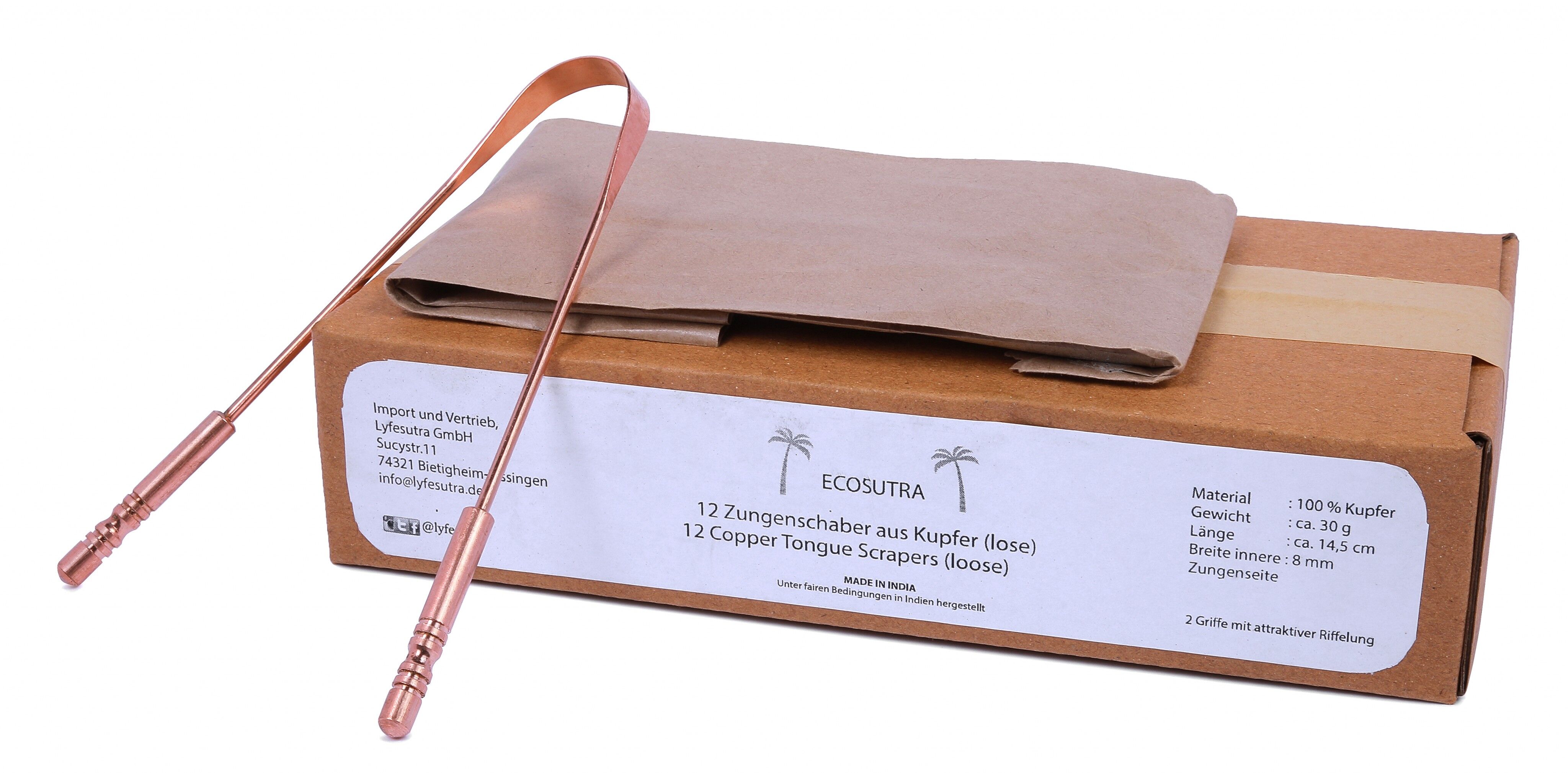 Tongue scraper made of copper - set of 12
(Copper Tonguecleaner)