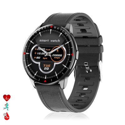 Smartwatch Y90 mit 8 Sportmodi, O2 und Blutdruckmessgerät. Benachrichtigungen mit Nachricht auf dem Bildschirm. Lederriemen. DMAL0003C00CC