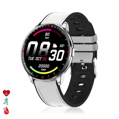 Smartwatch Y90 mit 8 Sportmodi, O2 und Blutdruckmessgerät. Benachrichtigungen mit Nachricht auf dem Bildschirm. Lederriemen. DMAL0003C01CC