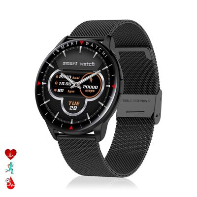 Smartwatch Y90 mit 8 Sportmodi, O2 und Blutdruckmessgerät. Benachrichtigungen mit Nachricht auf dem Bildschirm. Metallband. DMAL0003C00CM