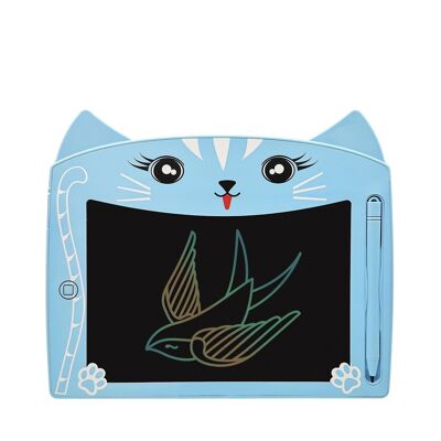 8-inch LCD writing and drawing tablet, Kitten design. Multicolor background, portable, with erase lock. DMAN0148C31CLOR