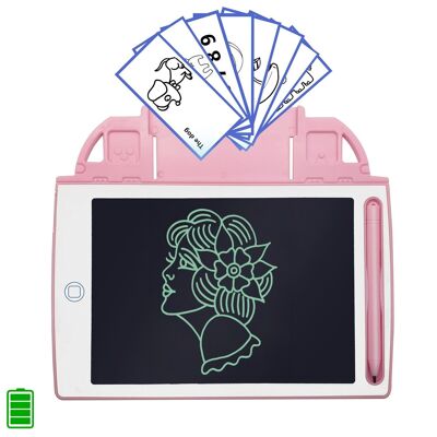 Tableta de dibujo y escritura LCD de 8,4 pulgadas. Portátil, con bloqueo de borrado y batería recargable. Incluye tarjetas de aprendizaje para escribir y dibujar. DMAN0147C56