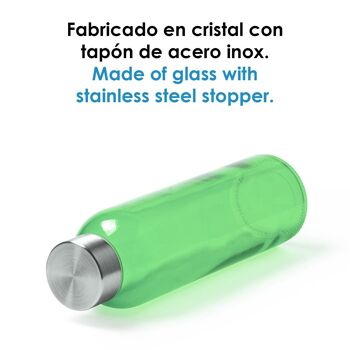 Flacon en verre Terkol de 500 ml, corps transparent en matériau sans BPA et bouchon à vis en acier inoxydable. DMAG0115C58 5